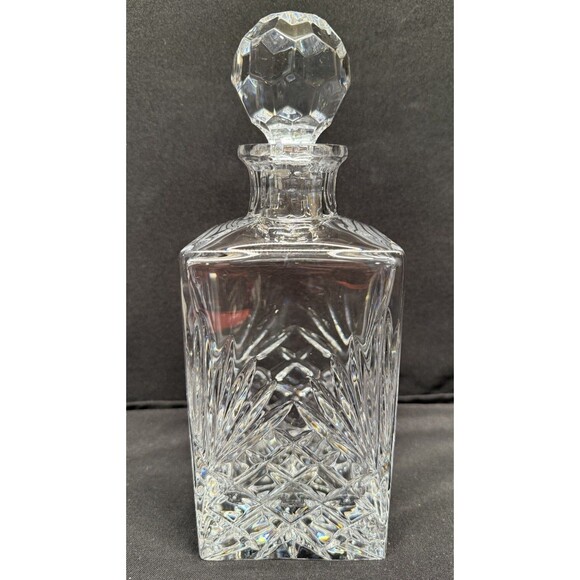 Vintage miller rogaska Lead Crystal clear glass Square liquor decanter w stopper - Picture 1 of 13